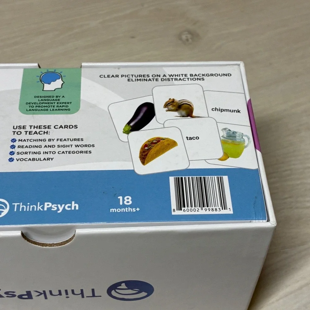 ThinkPsych Language Learning Cards Level 2 Advanced Nouns Animals Food 150 Words